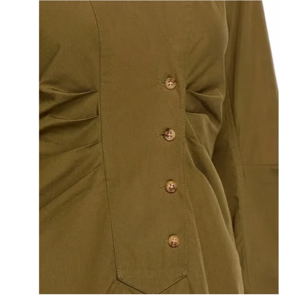 Derek Lam 10 Crosby Beverly Shirtdress Fatigue Green Sz 12 - Picture 5 of 11